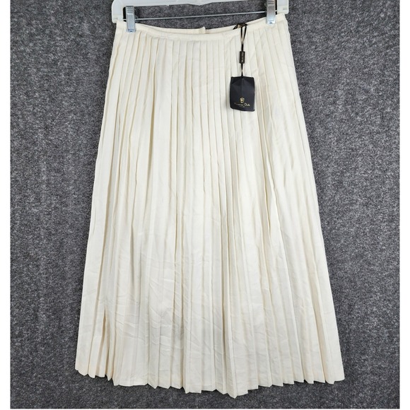 Massimo Dutti Dresses & Skirts - Massimo Dutti Pleated Skirt Women Size 8 Cream Accordion Midi NWT Marks